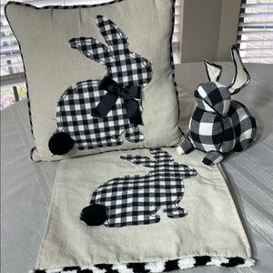 Black and White Gingham Bunny Decor Set